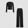 2026 Novo Estilo Aliexpress Amazon Europeu e Americano Suprimento Transfronteiriço Casual Slim-Fit Botão Manga Longa Calça de Perna Larga Conjunto
