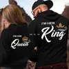2024wish ropa de pareja su Rey su Reina suéter con capucha estampado de pareja