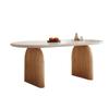 Mesa de jantar Nordic Rock Board para uso doméstico, apartamento pequeno, moderno, simples, oval, estilo japonês, estilo creme, madeira maciça, mesa de jantar e cadeira combinadas