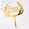 Cartão acrílico de bolo de aniversário vestido dourado cartão HB acrílico mesa de panificação layout rosa