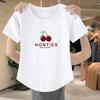 Camiseta de Algodón Puro con Hilo de Manga Corta para Mujer Deseo Puro Chicas Calientes Verano Corto Ajustado Versátil Bajo Arco Top de Moda para Mujer