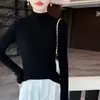 Suéter de punto de lana pura con cuello alto medio, de manga larga, para mujer, nuevo estilo otoño/invierno 2026, con patrón de punto trenzado, color liso, corte ajustado