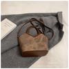 Bolso Pequeño de Invierno para Mujer Todo Fósforo Estampado de Leopardo Nuevo Retro Maillard Bolso Cubo Portátil Bolso Bandolera de Gama Alta