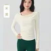 Top Sexy de Un Hombro Delgado para Yoga de Manga Larga para Mujer Otoño Pura Pasión Sexy Elegante Casual Cintura Hombros Descubiertos para Mujer