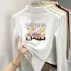 Camiseta de manga comprida com gola alta para meninas, camada base com forro de fleece, novo estilo outono/inverno 2026, top casual infantil com forro de fleece