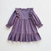 Ropa Infantil Coreana Vestido Dulce de Niña con Volantes Estilo Princesa Primavera 2026 Floral Cuello Redondo Manga Larga Vestido Infantil