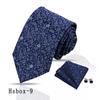 Traje de hombre de nuez de anacardo patrón roto corbata pañuelo de bolsillo puño tres piezas corbata de mano negra 8cm corbata Shengzhou
