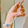 Colar Corrente de Clavícula Cristal Branco Natural Cor Aquamarina Contraste