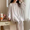 2026 Nuevo Conjunto de Pijama Pullover de Algodón y Seda de Alta Calidad para Mujer, Estilo Perezoso de Manga Larga para Aire Acondicionado