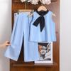 INS Comercio Exterior Transfronterizo Ropa Infantil Estilo Europeo y Americano Traje de Niña Costuras Tirantes Cuello Redondo Chaleco Chaqueta Pantalones Conjunto de Dos Piezas