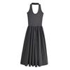 Vestido de cuello negro de las Spice Girls americanas para mujer, verano 2024, nuevo diseño de cintura, estilo nicho, sin espalda, elegante, largo.