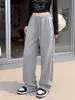 Pantalones de banana estilo americano para mujer, pantalones de chándal casuales holgados para primavera y otoño, de cintura alta, corte ajustado, pierna recta estrecha, de algodón, pierna ancha