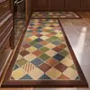 Tapete de Piso para Cozinha Estilo Retro Americano, Absorvente de Água, Antiderrapante, Resistente a Manchas, Capacho de Linho, Tira Longa, Fácil de Cuidar, Tapete de Linho Tecido