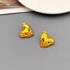 Pendientes de plata 925 con diseño hueco y personalidad de aguja, con sentido del amor, tendencia simple, chapado en latón, joyería para las orejas de oro de 18 quilates.