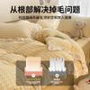 Juego de cama de cuatro piezas de terciopelo coral de leche engrosado de doble cara, ropa de cama de franela de invierno, falda de cama más gamuza, sábanas, funda de edredón