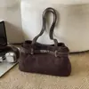 Bolso de hombro de alta calidad estilo coreano, nueva colección otoño 2026, bolso retro de gamuza para debajo del brazo, moderno bolso baguette de color liso