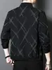 Nueva chaqueta para hombre, casual, estampada, versátil, de otoño, lujo ligero, moderna, a la moda, con cuello alto cómodo