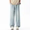 Jeans Novo Primavera e Verão Masculino Casual Versátil Solto Unissex Cor Clara Retro Caimento Calças de Perna Reta Estilo Americano Masculino