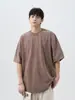 Camiseta Lavada Floco de Neve Estilo Japonês e Coreano 230G Transfronteiriça para Homens e Mulheres, Algodão Pesado Verão Hip-Hop Streetwear