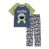 Nuevo Estilo Conjunto de Pijama de Verano para Niños con Mangas Cortas y Pantalones Largos, Ropa de Casa tipo Algodón para Niños Grandes, Conjunto Delgado de Tres Piezas para Niños