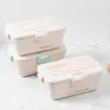 Caixa de Almoço Fitness Criativa de Palha de Trigo para Redução de Gordura Caixa de Almoço para Estudante Caixa de Almoço de Plástico Camada Única para Micro-ondas com Talheres