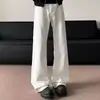Jeans Bootcut Blancos Otoño 2025 para Hombre Estilo Americano High Street Extendido Holgado Pierna Recta Acampanados Pantalones Casuales