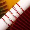 Plata Pura 999 Año del Caballo Cien Bendiciones Sobre Rojo Pulsera Trenzada Año Nuevo Buena Fortuna Sobre Rojo Regalo Venta al por Mayor