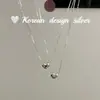 Cadena para Clavícula Elegante Minimalista Estilo Japonés y Coreano Collar de Corazón Doble Capa Irregular de Plata de Ley S925 Diseño Suave y Elegante