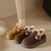 Zapatos tipo Birkenstock de Felpa con Suela Gruesa Estilo Coreano para Mujer 2026 Nuevos Mocasines de Invierno Botas de Nieve Cálidas para Mujer Zapatos de Algodón sin Cordones