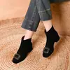 Botines de gamuza de punta cuadrada para mujer, nuevo estilo invierno 2026, botas de tacón grueso hasta la pantorrilla con hebilla cuadrada de pedrería, tacón bajo, botines estilo Martin con forro de felpa