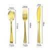 Cuchillo, Tenedor y Cuchara Desechables Dorados Transfronterizos de Plástico Galvanizado Tenedor Fiesta Fiesta Cuchillo para Bistec Ps Vajilla Cuchara de Mango Largo