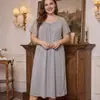Novos Pijamas de Renda Sexy de Comércio Exterior, Camisola de Verão Feminina Tamanho Grande, Longa Confortável Casual Colorida de Algodão para Casa Atacado