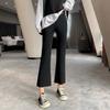 851 Primavera y Otoño de Bienestar Pantalones Acampanados de Cintura Alta para Mujer Pantalones Casuales de Hilo Delgado Ligeramente Acampanados para Exteriores de Nueve Puntos Sueltos Adelgazantes
