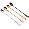 Fornecimento direto da fábrica colher de gelo de aço inoxidável 24cm cabo longo colher criativa colher de mistura para bar Colher de gelo de titânio LOGOTIPO a laser