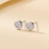 Pendientes de botón redondos con diamantes completos de plata de ley S925 Yuebao Jewelry, Frescos y Únicos, Lujo Ligero, Versátiles, Estilo para el día a día, Pendientes Elegantes al por Mayor