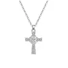 Collar Cruzado Transfronterizo Estilo Europeo y Americano con Colgante de Diamante, Cadena Clásica de Cruz para Clavícula, Cadena de Cuello Exquisita de Lujo Ligero de Nicho