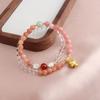 Nueva pulsera china con topacio aguamarina y colgante del zodiaco de la serpiente, pulsera de cristal rosa, doble círculo, pequeña, fresca y a la moda, combina con todo.