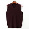 Otoño e Invierno Nuevo Chaleco para Hombre Cuello en V Sin Mangas Chaleco Tejido Suéter Color Sólido Mediana Edad Negocios Suéter Interior