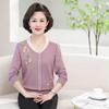 Camisa de punto estilo occidental para mamá de mediana edad, ropa de primavera, top para mujer de mediana edad y mayor, suéter de moda con bordado de primavera y otoño