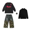 Roupas de Hip-Hop para Crianças Conjunto de Calça Camuflada Splicing para Meninos Hip-Hop Meninos Legais e Bonitos Bateria Roupas de Performance para Crianças