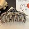 Pinza para el pelo simple con estampado de leopardo ámbar para la parte trasera de la cabeza de mujer Pinza para el pelo Pinza para el pelo de alta gama Pinza de tiburón Pinza para el pelo nueva Accesorio para el pelo