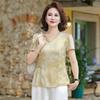 Blusas de Verão Bordadas da Moda para Mulheres de Meia-Idade e Idosas, Roupas de Verão para Mulheres de Meia-Idade em Estilo Chinês