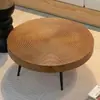 Mesa de Café Combinada de Madera Maciza Creativa Nórdica Estilo Japonés para Apartamentos Pequeños, Salas de Estar y Casas de Huéspedes, Mesa Baja Redonda con Diseño de Veta de Madera