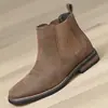 Botas Chelsea de imitación de cuero para hombre hasta la pantorrilla, botas de cuero de moda para hombre de otoño e invierno, botas Martin versátiles de estilo británico casual