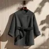 Nuevo abrigo de lana holgado para mujer, otoño e invierno, nuevo abrigo de lana de doble cara estilo chino, de longitud media, versátil, nuevo producto para mujeres petite