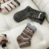 Calcetines de Otoño e Invierno a Media Pantorrilla Rayados Estilo Coreano con Boca de Burbuja Algodón Sin Costuras Versátiles Ins Retro Slouch para Mujer Versión Coreana