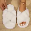 Chinelos peludos populares transfronteiriços para mulheres, para usar ao ar livre no outono e inverno, antiderrapantes, internos, com sola grossa, de pelúcia, fofos, de algodão para maternidade