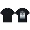 Camiseta de Manga Curta Versão Correta Transfronteiriça da Ilha Pedra Quatro com Estampa de Bússola no Peito, Gola Redonda, Solta, Mesmo Estilo para Homens e Mulheres