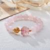 Pulsera de cristal rosa de 10 mm con diseño de Chou, fluorita, despertar del león, bola de nube auspiciosa, joyería de marea nacional para novias.