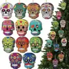 Colgante decorativo de madera con calavera colorida de Halloween Decoraciones de ambiente de Halloween Fiesta de Navidad